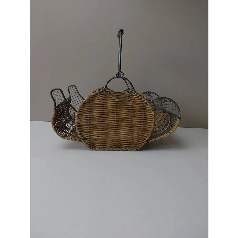 Basket Teapot-shaped Rattan and Metal